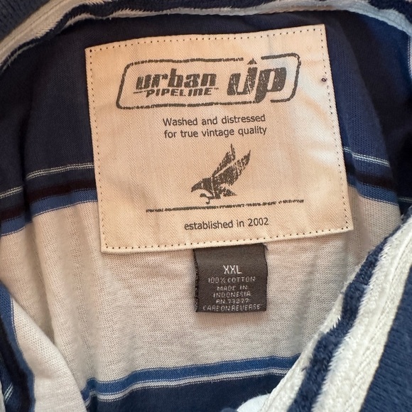 Urban Pipeline Blue and White Striped Polo Shirt - Picture 5 of 5